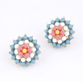 Tanzanite Blue Sunflower Stud Earrings